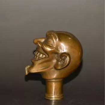 Китайские старые бронзовые статуи архатов, вырезанные вручную, антикварная трость, голова трости 8*6*9