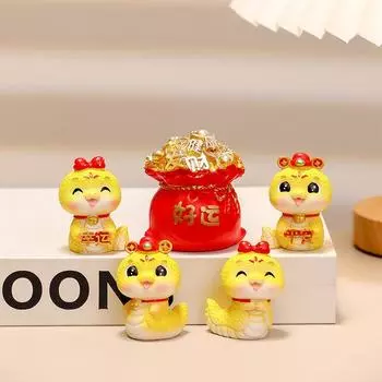 Китайские зодиакальные фигурки змеи, мультяшное украшение в виде змеи 2025, новогодняя миниатюра для рабочего стола, автомобиля, офиса, декоративные поделки, креативный подарок D