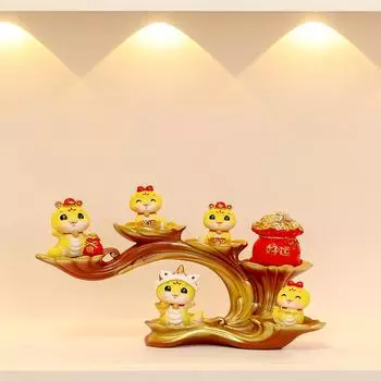 Китайские зодиакальные фигурки змеи, мультяшное украшение в виде змеи 2025, новогодняя миниатюра для рабочего стола, автомобиля, офиса, декоративные поделки, креативный подарок C