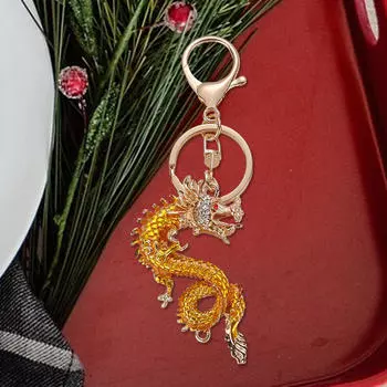 Китайский брелок для ключей «Год дракона» с подвеской в виде традиционного ключа красный