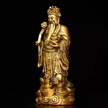 Китайский бронзовый Бог богатства орнамент латунный слиток благоприятный текст Бог богатства украшение для дома офисный стол подношение украшение