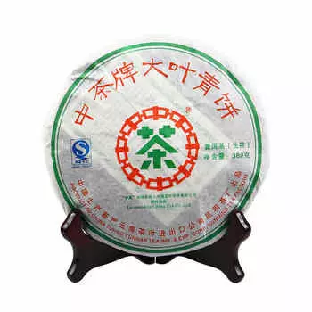 Китайский чай Пуэр крупнолистовой зеленый кекс 2007 г. Шэн Пуэр Пуэр Сырой чай 380г