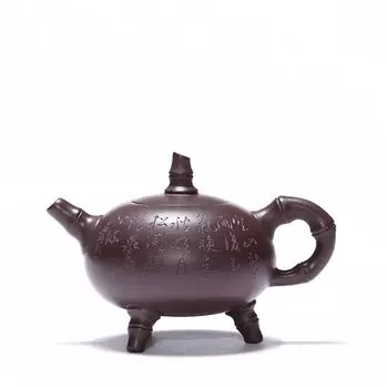 Китайский чайник Исин, фиолетовая глина, чайник из руды, старая фиолетовая глина, бамбуковый чайник на высоких ножках, эскиз, емкость, чайный сервиз, чайный сервиз кунг-фу China
