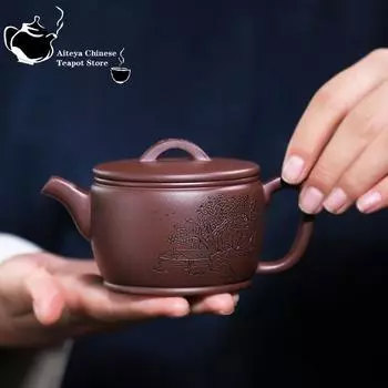 Китайский чайник из фиолетовой глины Ханва, чайник ручной работы, питьевой Пуэр Исин, фиолетовый глиняный чайник, чайный сервиз кунг-фу, 190 мл 1pcs China
