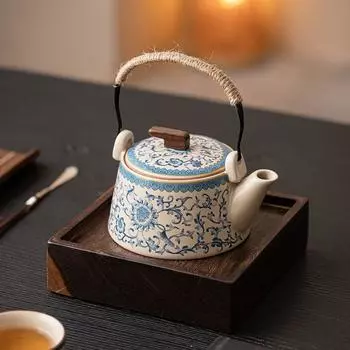 Китайский чайник Ru Kiln Blue and White, домашний винтажный чайник ручной работы из керамики, набор для чая Kung Fu, заварник для чая