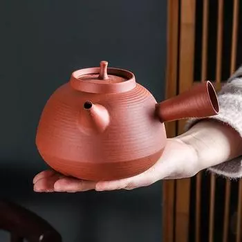Китайский чайник с боковой ручкой, Красный грязевой песок, Прыгающая крышка, Кипящий чайник, Необработанная руда, Фиолетовый песок ручной работы, Чайный сервиз кунг-фу 500ml A