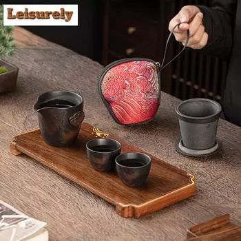 Китайский чайный сервиз Qingxi Purple Pottery Lotus, эстетический набор из 1 чайника и 2 чашек, органайзер для заваривания чая, аксессуары для чайной церемонии, украшения