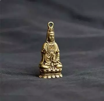 Китайский Чистый Латунь Гуань Инь Бодхисаттва Гуань-Инь Сидящий Цветок Лотоса Маленький Будда