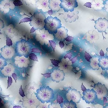 Китайский цветочный принт Soimoi, хлопковый батист, ткань для квилтинга, продаваемая во дворе, шириной 42 дюйма, хлопчатобумажная ткань средней плотности, 42 Inch Wide - Cotton Cambric синий