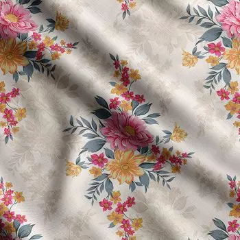 Китайский цветочный принт Soimoi, хлопковый батист, ткань для квилтинга, продаваемая во дворе, шириной 42 дюйма, хлопчатобумажная ткань средней плотности, 42 Inch Wide - Cotton Cambric синий