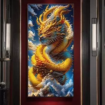 Китайский дракон 5D алмазная картина Мозаика искусство год новый полный алмаз Дракон гостиная кирпичная картина крыльцо проход палка алмазная вышивка крестом сделай сам 100-50CM белый