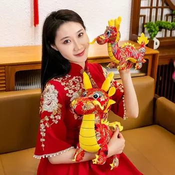 Китайский дракон Китайский дракон Мягкие игрушки Мультяшный китайский дракон Талисман Дети A 20cm