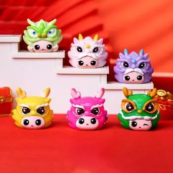 Китайский дракон кукла орнамент год дракона смола настольный мультфильм дракон талисман фигурка статуя скульптура домашний офис украшение стола новый год весна розовый