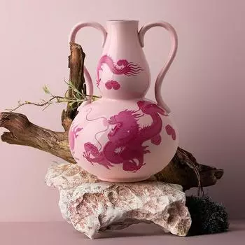 Китайский дракон тыква ваза сине-белая керамическая ваза для дома аксессуары для цветочной композиции украшение гостиной роскошная ваза розовый