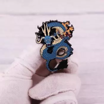 Китайский древний божественный зверь, тотем, синий дракон, медаль, брошь, властный синий дракон, летающий дракон, брошь, значок, одежда, булавки для рюкзака, металлические аксессуары #1