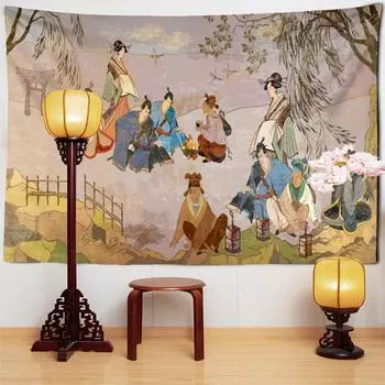 Китайский древний календарь-карта гобелен настенный Ретро хиппи загадочная эстетическая картина маслом Декор комнаты ткань 95x70cm