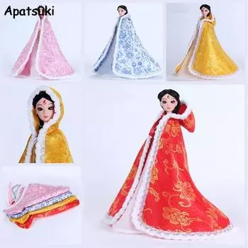 Китайский древний костюм-накидка для куклы Барби, одежда, пальто, мантия, большой скрытый чехол, одежда, наряды для 1/6, аксессуары для куклы BJD красный