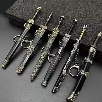 Китайский древний меч кулон брелки для женщин мужчин старинное сплавное оружие древний меч модель брелоки косплей аксессуары