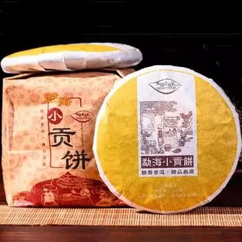 Китайский ферментированный мини-пирог Пуэр Спелый чай Menghai Royal Cooked Tea Cake 100г