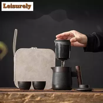 Китайский фильтр из фиолетовой керамики Qingxi, офисная чашка, дорожный гостевой чайный набор, 1 чайник, 2 чашки, портативный пакет для быстрого заваривания, чайная посуда для кунг-фу