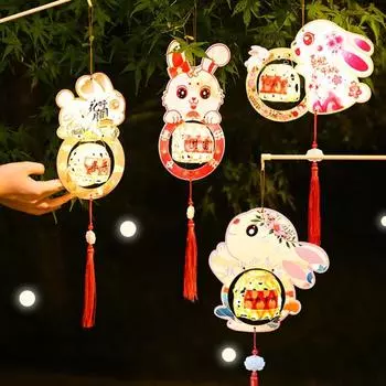 Китайский фонарь DIY Kit Сумка светодиодные фонарики Портативный Кролик Дизайн Фонарь Праздник середины осени Новогоднее праздничное украшение A