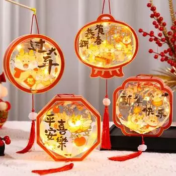 Китайский фонарь года дракона своими руками с ручкой, дизайн кисточки, комплект для изготовления фонариков для родителей и детей, украшение года дракона Style