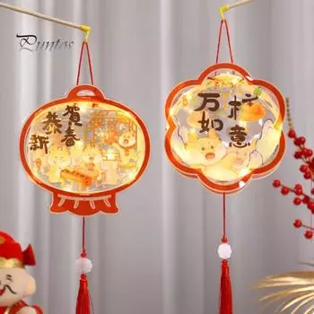 Китайский фонарь года дракона своими руками с ручкой, дизайн кисточки, комплект для изготовления фонариков для родителей и детей, украшение года дракона Random Style