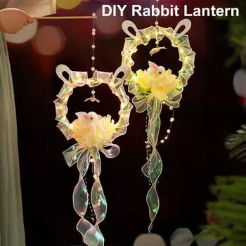 Китайский фонарь ручной работы DIY с лентой Праздник середины осени Красочный светящийся кролик-фонарь Подвесной кулон Rabbit шампанского
