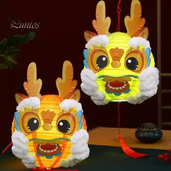 Китайский фонарик «сделай сам», насыщенный цвет, дизайн с кисточками, комплект для изготовления бумажных фонариков середины осени, украшение года дракона C