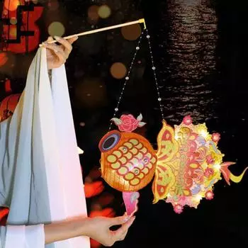Китайский фонарик в виде рыбы удачи, бумажный фонарь ручной работы со светодиодной подсветкой, своими руками для празднования праздников, мероприятий в детском саду D