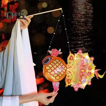 Китайский фонарик в виде рыбы удачи, бумажный фонарь ручной работы со светодиодной подсветкой, своими руками для празднования праздников, мероприятий в детском саду B