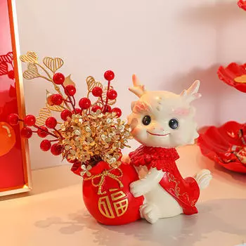 Китайский Год Дракон Фигурка Ваза Орнамент Фэншуй Скульптура Настольный Декор