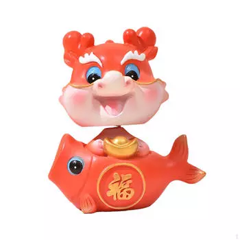 Китайский Год Дракона Фигурка Качая Голова Украшение Для Приборной Панели Автомобиля 7.5x5x9см Очаровательная Style B