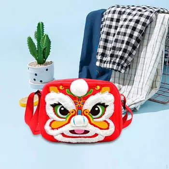 Китайский год Красная сумка через плечо с вышивкой Плюшевая сумка через плечо Универсальная Портативная Стильная Лунная Style B