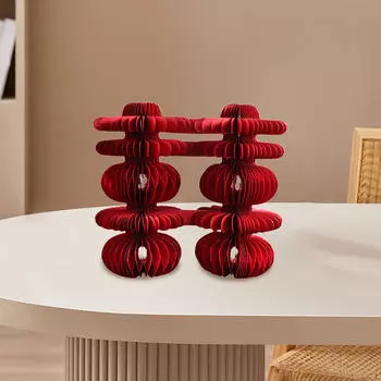 Китайский иероглиф Домашний декор Годовой стол Центральная часть Свадебные украшения Красный 3D сотовый шар 20cmx9cmx20cm