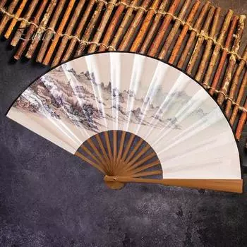 Китайский классический складной веер в винтажном стиле с изысканным узором для женских танцев, портативный ручной складной веер
