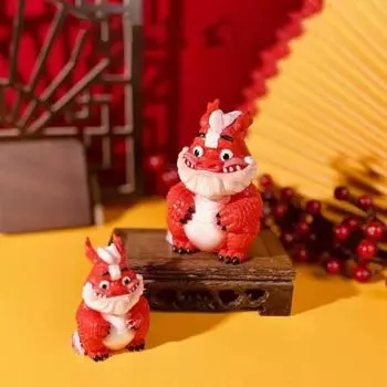 Китайский Красный Дракон Фигурка Смола Лунг Фигурка Модель Игрушка Статуя Скульптура Настольное Украшение Орнамент Новогодний Весенний Фестиваль Подарок M