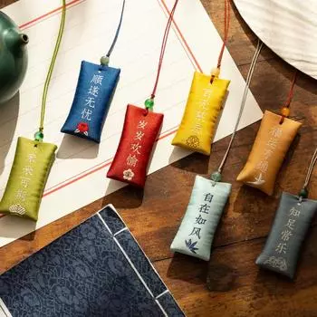 Китайский кулон-саше с благословением, мир и радость, креативное художественное украшение с вышивкой, китайский новогодний подарок, украшение 01