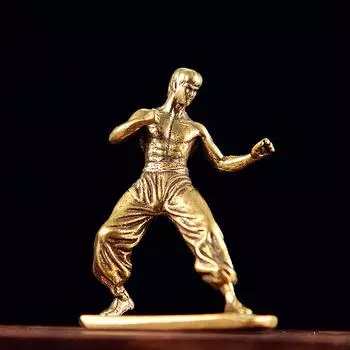 Китайский кунг-фу Брюс Ли Креативное украшение для дома Орнамент кунг-фу Малыш латунь персонализированный настольный небольшой орнамент