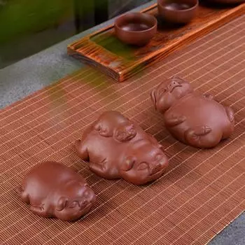 Китайский кунг-фу пуэр фиолетовый глиняный чай питомец, милая статуэтка свиньи, чайная фигурка, украшения для рук, письменный стол, аксессуары для украшения стола