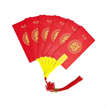 Китайский лунный год, красные конверты, конверты в форме веера, подарки, счастливые пакеты для 6 Slots