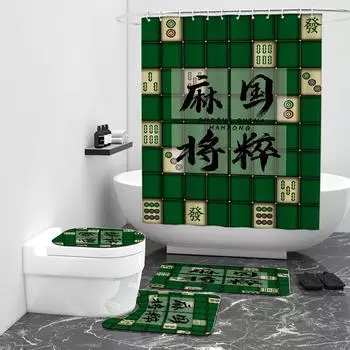 Китайский маджонг напечатан цифровая занавеска для душа ванная туалет занавеска для душа перегородка занавеска водонепроницаемая ткань W90cm*L180cm