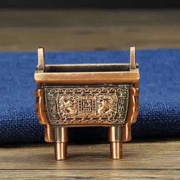 Китайский мини-котёл, курильница 5x3,8x5,3 см, компактный настольный орнамент ручной работы, держатель для Red Copper Color