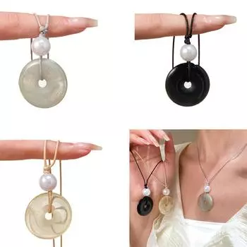 Китайский мир пряжка кулон ожерелье ручной работы плетеная веревка колье колье для женщин ключица цепочка ювелирные изделия подарок прозрачный