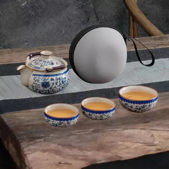 Китайский набор для заваривания чая, керамический чайник для уличной кухни 2 Cups