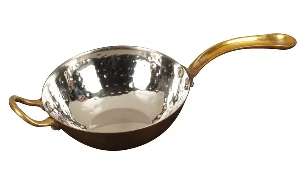 Китайский набор посуды Trifri, алюминиевая посуда, легкая, антипригарная, индийская, для приготовления пищи вок Upper Diameter- 5.5 and Base Diameter: 2.5 (Appr золотой металлик