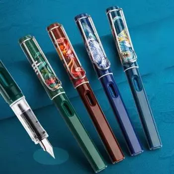 Китайский национальный стиль, перьевая ручка, капсула с чернилами, сменная винтажная ручка, студенческая гладкая ручка для письма, канцелярские принадлежности циан