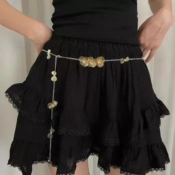 Китайский национальный стиль Золотой цветок Поясная цепочка Женская Супер фея Легкая роскошь Высококлассное ожерелье Богемный стиль С юбкой Пояс золотой