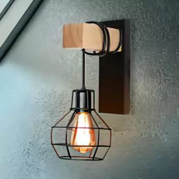 Китайский настенный светильник, современный ретро-прикроватный настенный светильник, черный цвет с деревянным основанием, кронштейн, светильник для прохода в помещении WL0334 no bulb чёрный