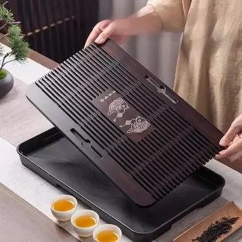 Китайский натуральный бамбуковый поднос для чая, набор для хранения воды, чайный сервиз кунг-фу, прямоугольная чайная доска, декоративные подносы для чая матча
